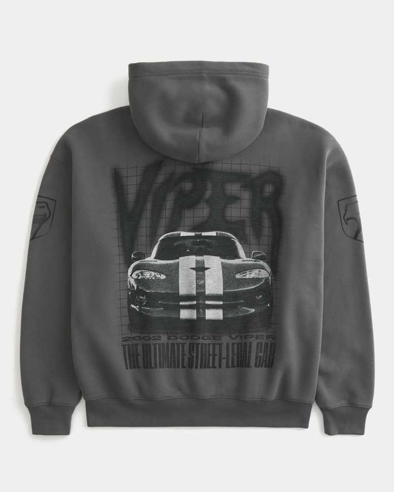 dodge viper mönster fyrkantig passform zip-up hoodie