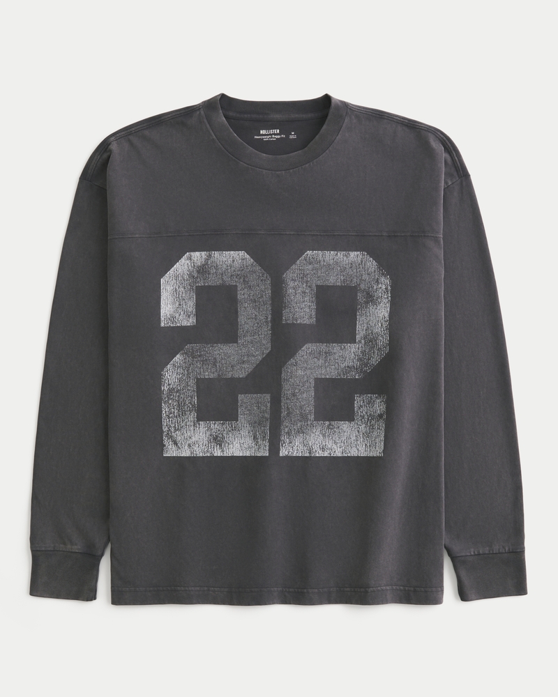 fyrkantig kraftig långärmad t-shirt med grafik storlek 22.