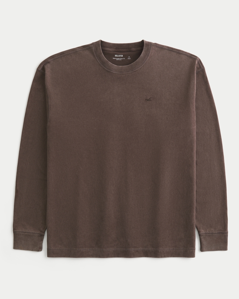 fyrkantig kraftig långärmad t-shirt med rund hals och grafik