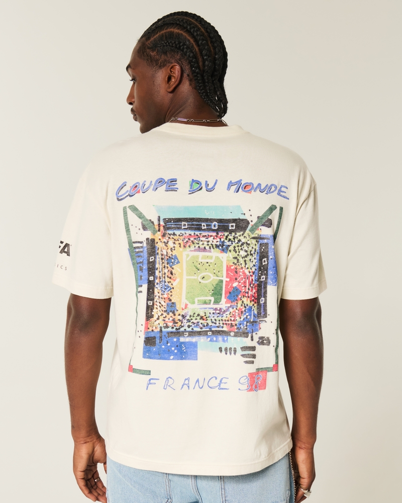 italiensk vm-t-shirt med fyrkantigt snitt och kraftigt tryck