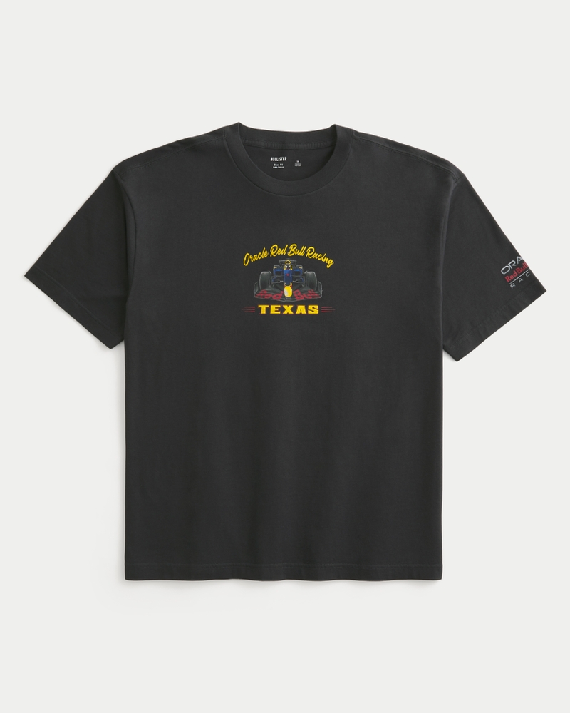 t-shirt med fyrkantig passform och oracle red bull-logotyp