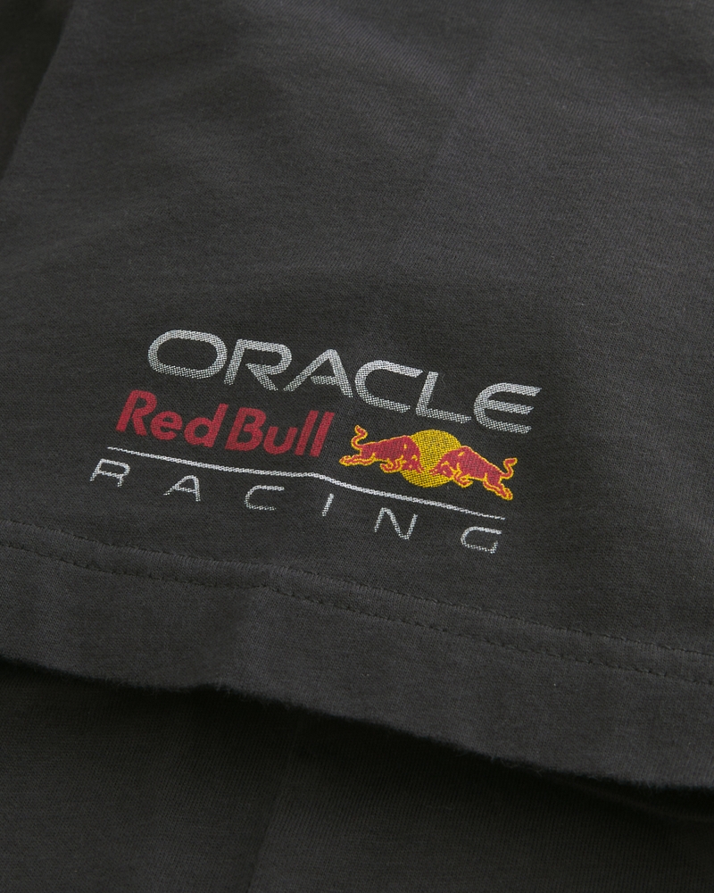 t-shirt med fyrkantig passform och oracle red bull-logotyp