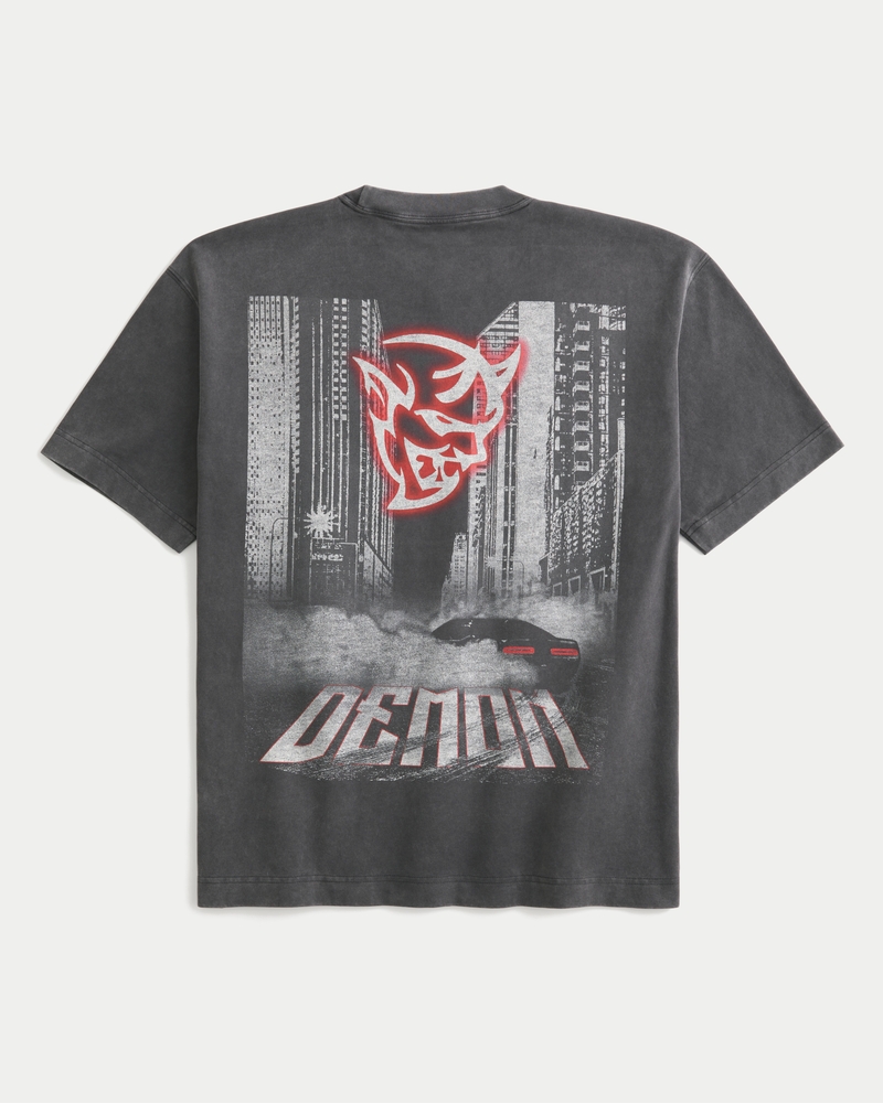 t-shirt med fyrkantig passform och kraftig dodge demon-tryck