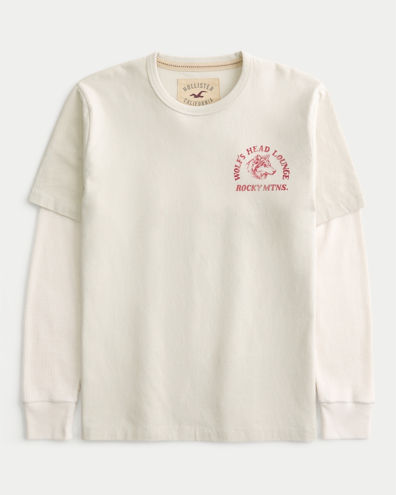 långärmad t-shirt med surflogotyp i flera lager