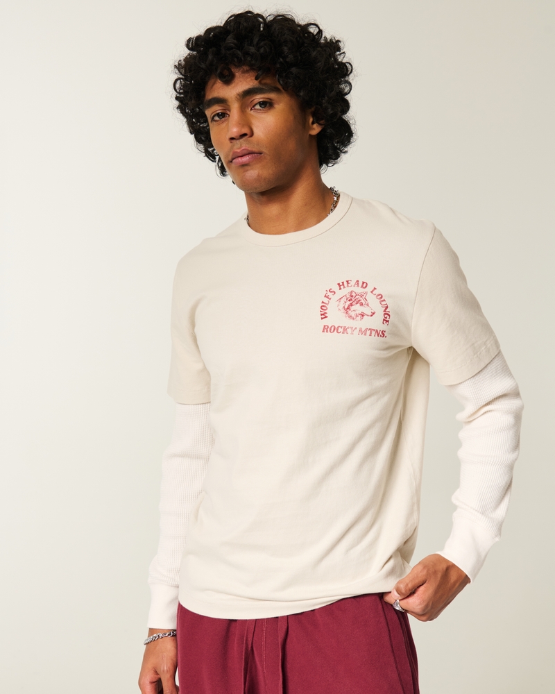 långärmad t-shirt med surflogotyp i flera lager