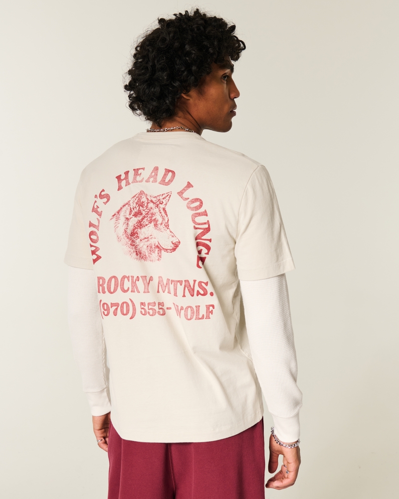 långärmad t-shirt med surflogotyp i flera lager