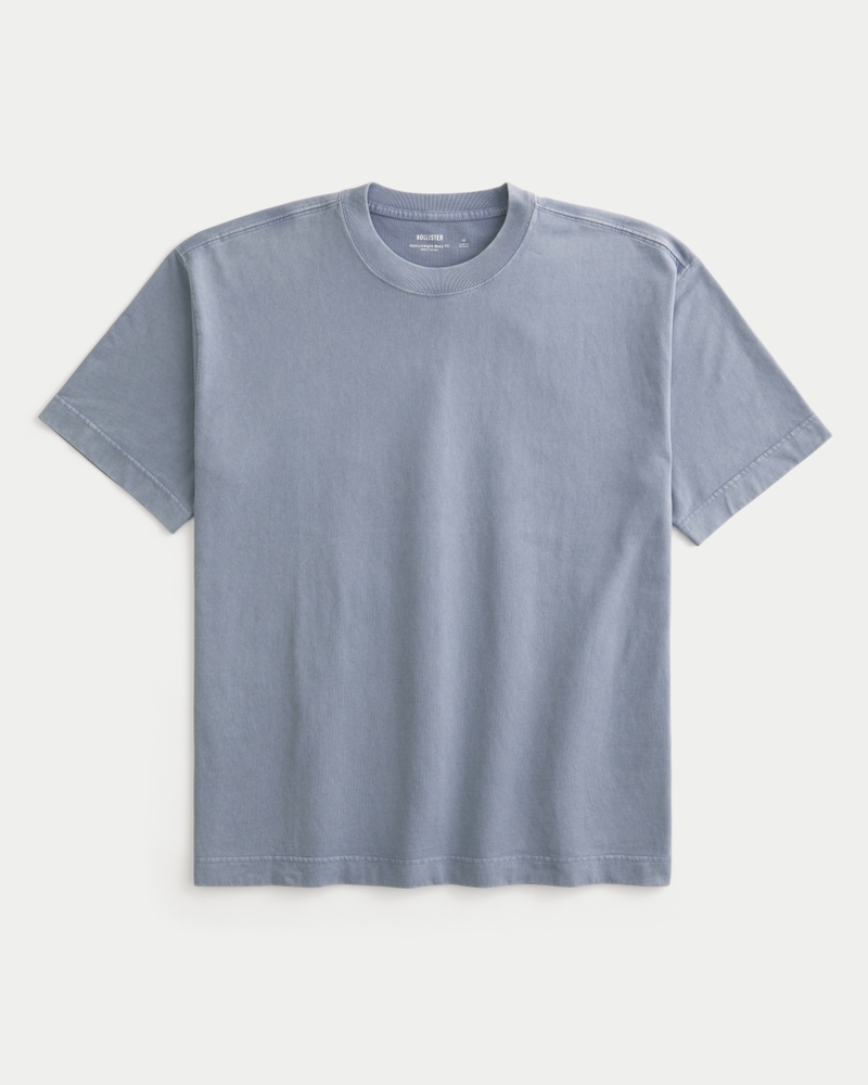 t-shirt med rund hals och fyrkantig passform i kraftig tvättad bomull