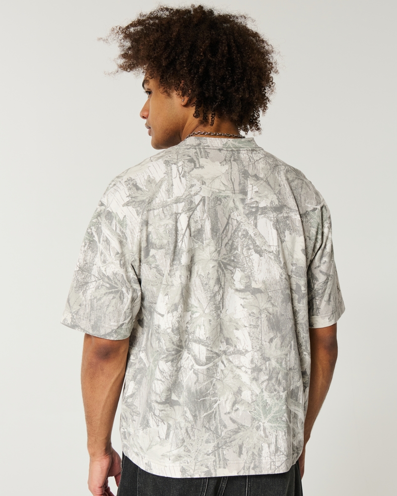 fyrkantig kort kraftig tvättad t-shirt med rund halsringning