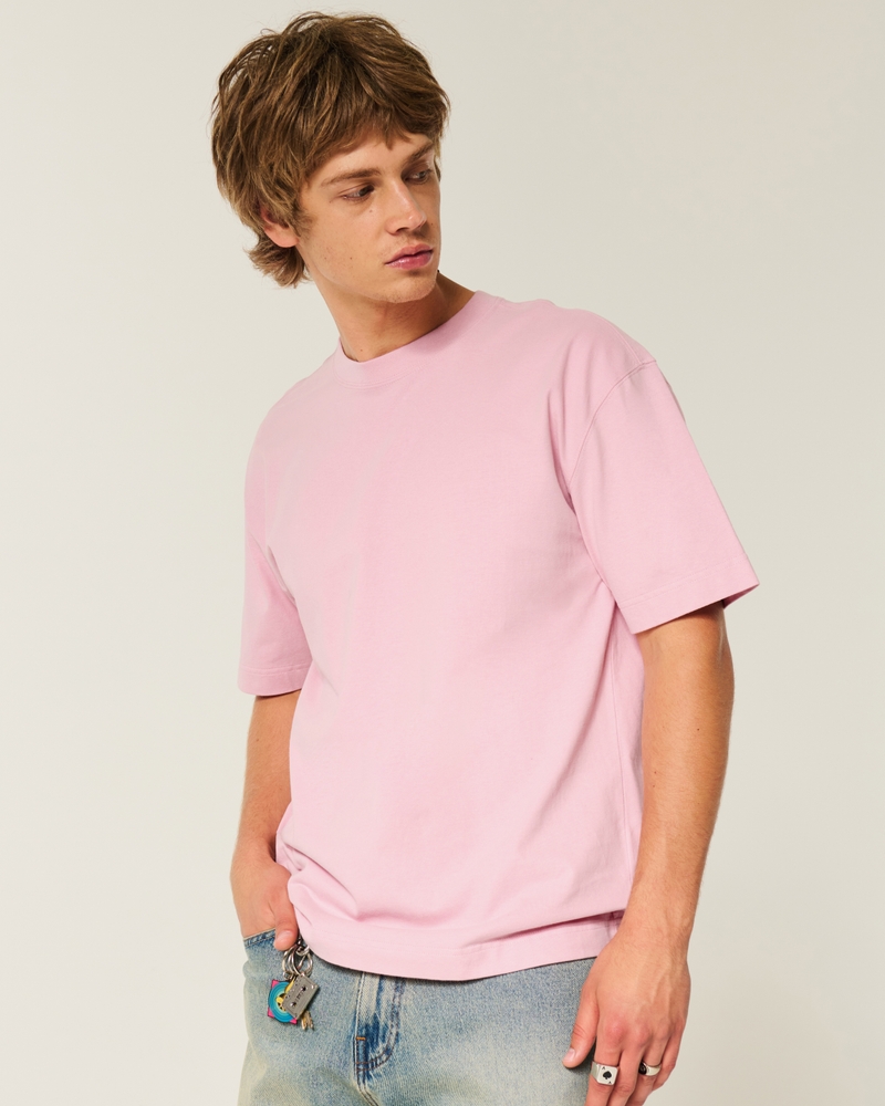 löst sittande grov t-shirt med rund halsringning och färgstänkeffekt