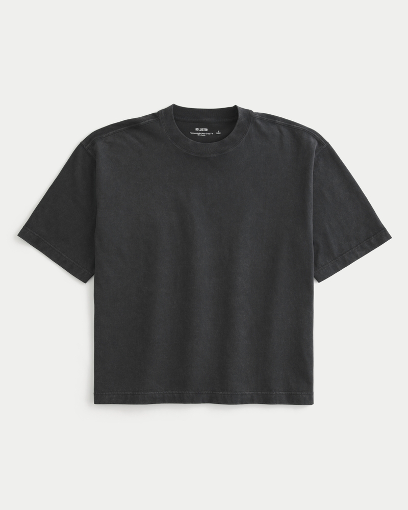 fyrkantig kort slitstark t-shirt med rund halsringning