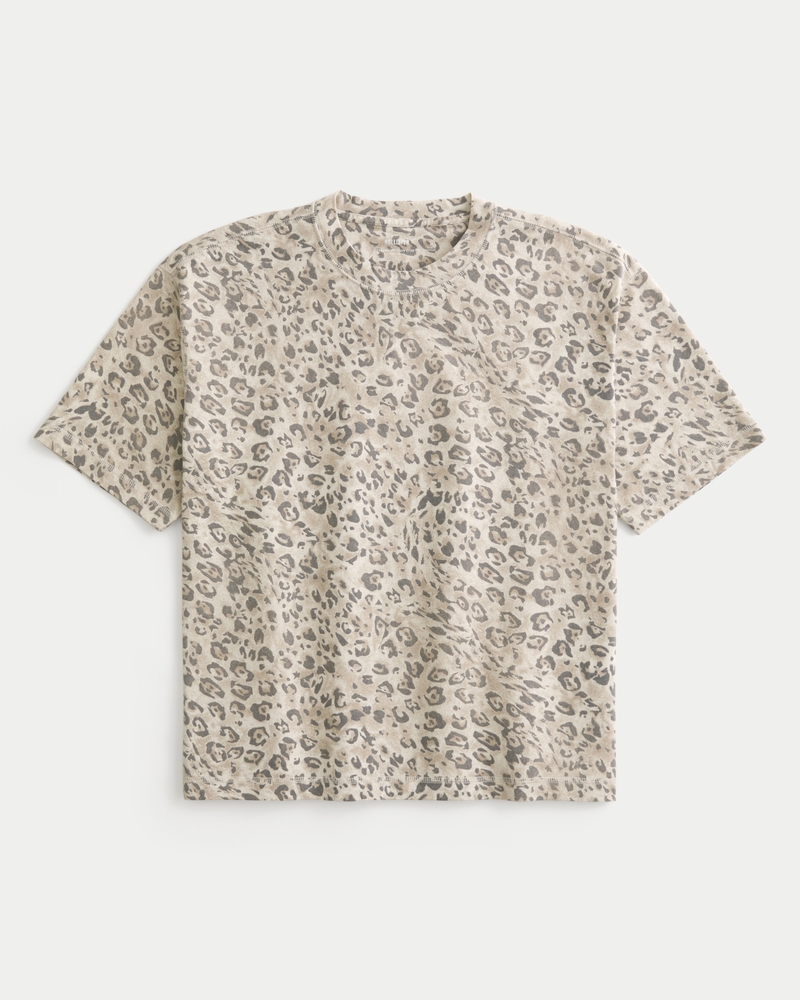 fyrkantig kort slitstark t-shirt med rund halsringning