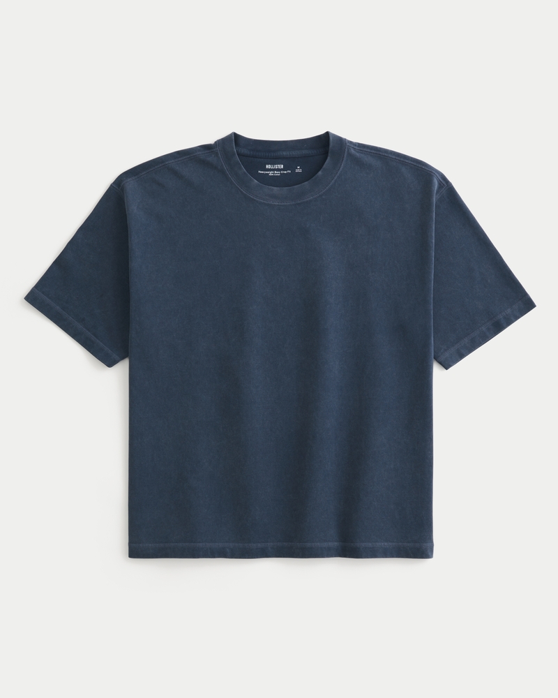 fyrkantig kort slitstark t-shirt med rund halsringning