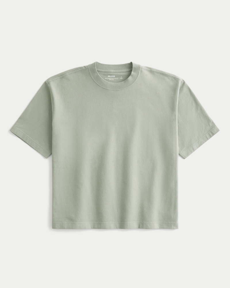 fyrkantig kort slitstark t-shirt med rund halsringning