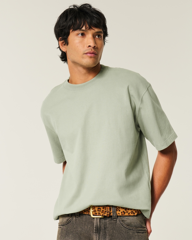 fyrkantig kort slitstark t-shirt med rund halsringning
