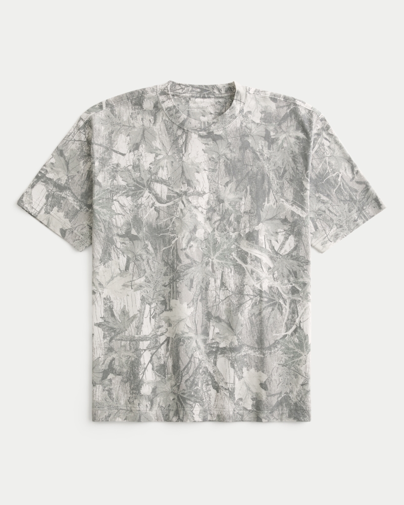 t-shirt med rund hals och kraftig tvättad bomull fyrkantig passform