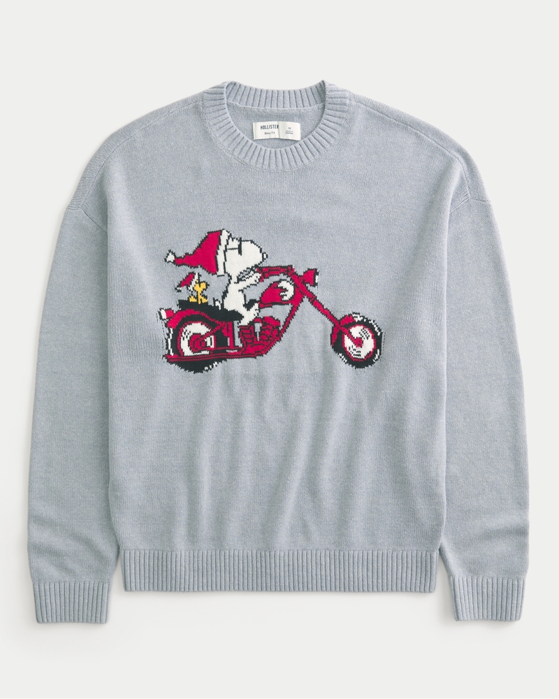 rundhalsad tröja med fyrkantigt snitt och snoopy-mönster