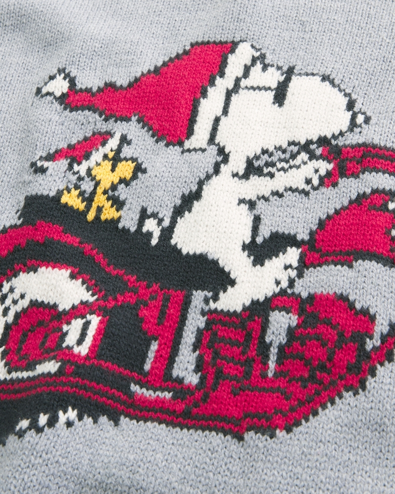 rundhalsad tröja med fyrkantigt snitt och snoopy-mönster