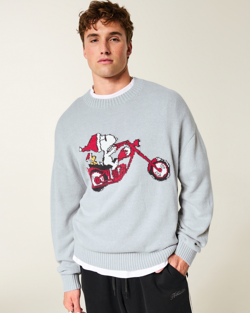 rundhalsad tröja med fyrkantigt snitt och snoopy-mönster