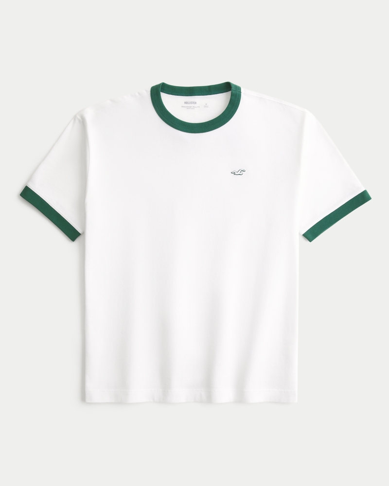 fyrkantig t-shirt med tjock kant och rund halsringning och passpoaler