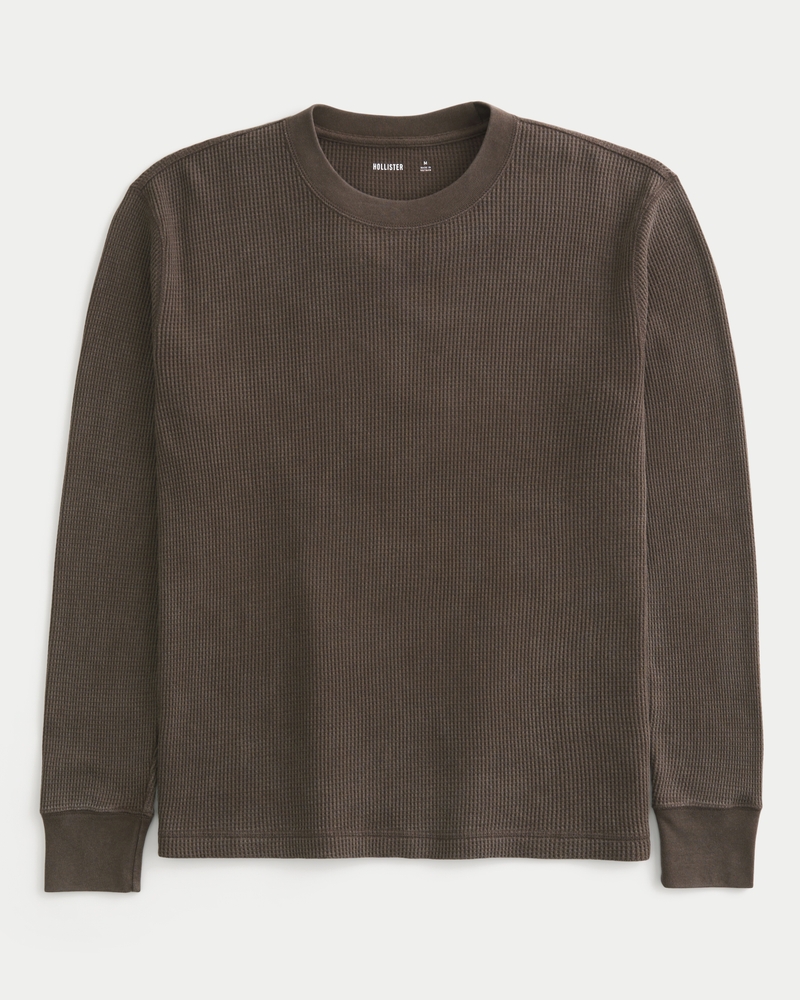 avslappnad långärmad kamouflage-t-shirt med rund hals
