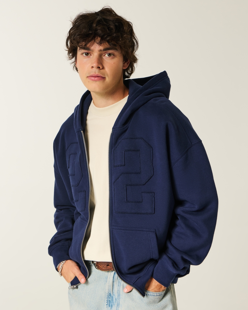 forest hills athletics mönster hoodie med fyrkantig passform och dragkedja